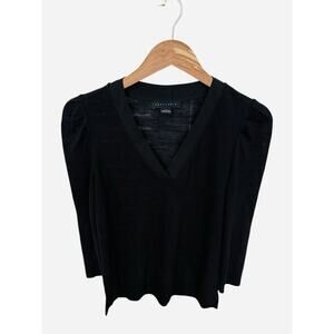 Womens Sanctuary Long Sleeve Black Semi Sheer Top Size S